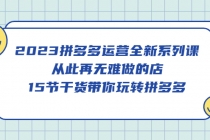 2023拼多多运营全新系列课，从此再无难做的店，15节干货带你玩转拼多多-创业网