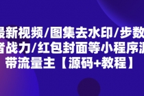 最新视频/图集去水印/步数/王者战力/红包封面等 带流量主(小程序源码+教程)-创业网