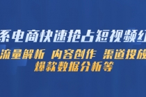 淘系电商快速抢占短视频红利：流量解析 内容创作 渠道投放 爆款数据分析等-创业网