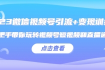 2023微信视频号引流+变现训练营：手把手带你玩转视频号短视频和直播运营!-创业网