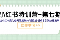 小红书特训营-第七期 让小红书变为你无限复制的/提款机 低成本引流快速出单-创业网