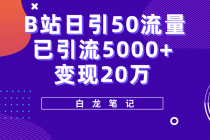 B站日引50+流量，实战已引流5000+变现20万，超级实操课程。-创业网