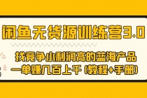 闲鱼无货源训练营3.0 找竞争小利润高的蓝海产品 一单赚几百上千(教程+手册)-创业网