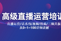 高级直播运营培训 直播运营/话术/短视频/投流/三频共振 从0~1~100详细讲解-创业网