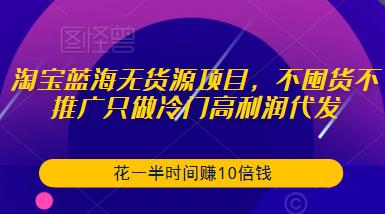 淘宝蓝海无货源项目，不囤货不推广只做冷门高利润代发，花一半时间赚10倍钱-创业网