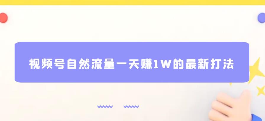 视频号自然流量一天赚1W的最新打法，基本0投资【揭秘】-创业网