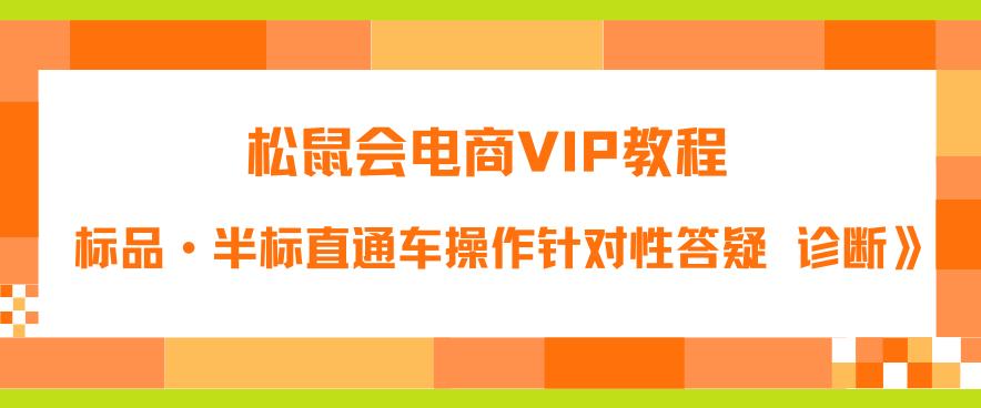 松鼠会电商VIP教程：松鼠《付费推广标品·半标直通车操作针对性答疑&诊断》-创业网