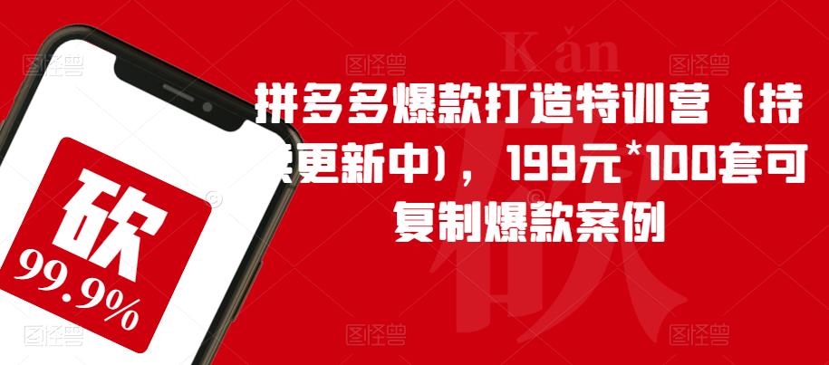 拼多多爆款打造特训营（持续更新中)，199元*100套可复制爆款案例-创业网