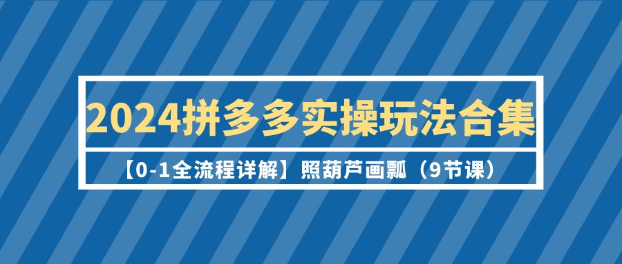 2024拼多多实操玩法合集【0-1全流程详解】照葫芦画瓢-创业网