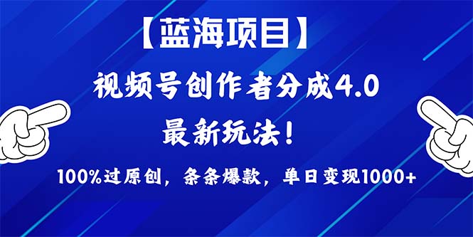 2024蓝海项目视频号，最新方法， 100%过原创，条条爆款，单日变现1K+，…-创业网