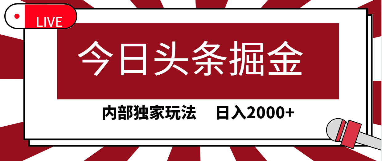 今日头条掘金，30秒一篇文章，内部独家玩法，日入2000+-创业网