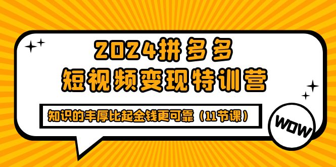 2024拼多多短视频变现特训营，知识的丰厚比起金钱更可靠-创业网