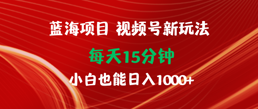 蓝海项目视频号新玩法 每天15分钟 小白也能日入1000+-创业网