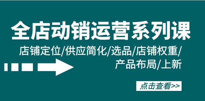 全店·动销运营系列课：店铺定位/供应简化/选品/店铺权重/产品布局/上新-创业网