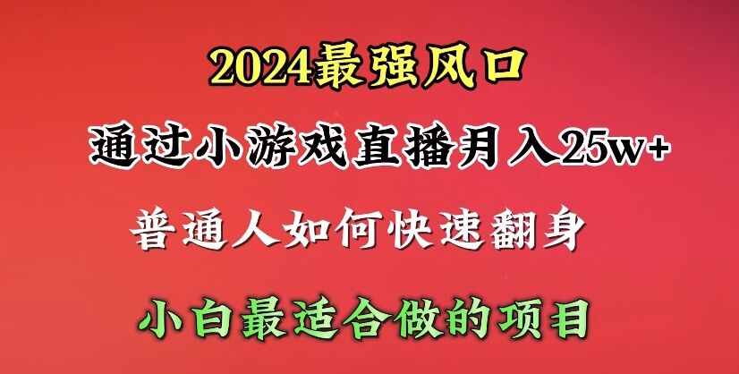 2024年最强风口，通过小游戏直播月入25w+单日收益5000+小白最适合做的项目-创业网