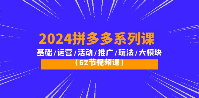 2024拼多多系列课：基础/运营/活动/推广/玩法/大模块-创业网