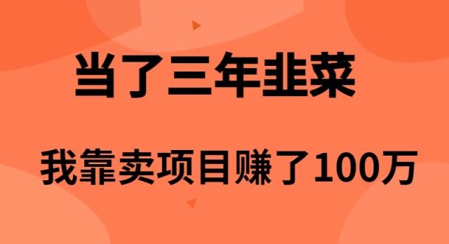 当了3年韭菜，我靠卖项目赚了100万-创业网