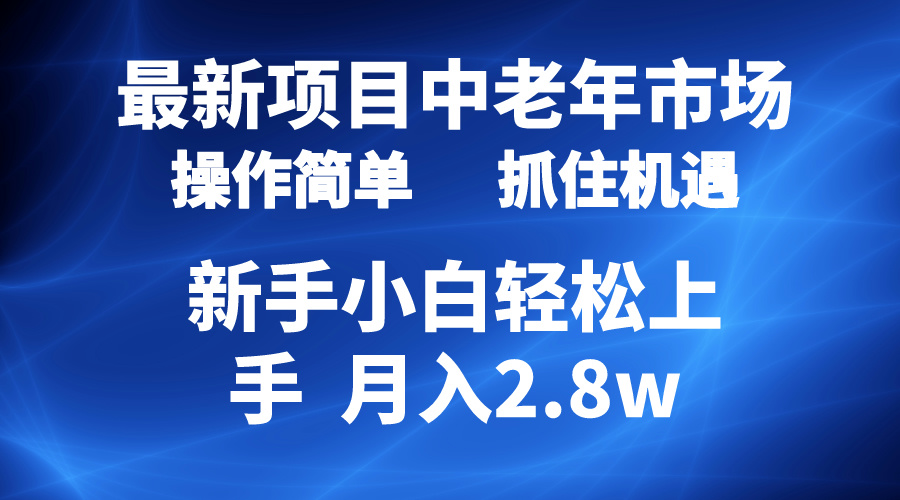 2024最新项目，中老年市场，起号简单，7条作品涨粉4000+，单月变现2.8w-创业网