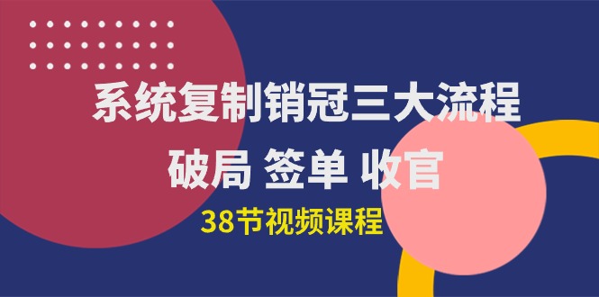 系统复制 销冠三大流程，破局 签单 收官-创业网