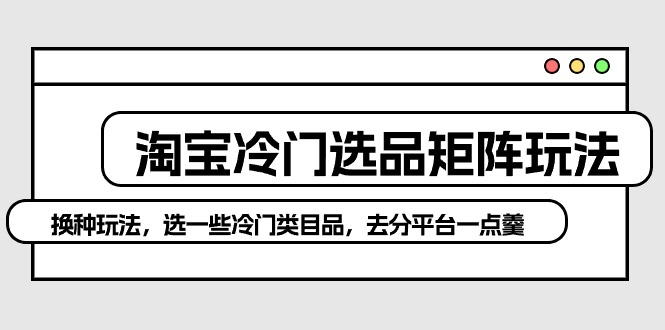 淘宝冷门选品矩阵玩法：换种玩法，选一些冷门类目品，去分平台一点羹-创业网