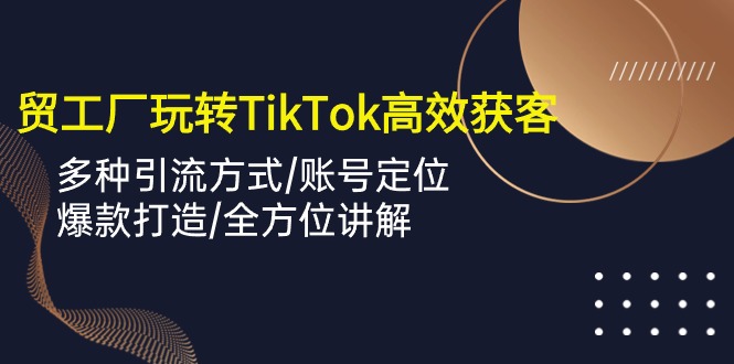 外贸工厂玩转TikTok高效获客，多种引流方式/账号定位/爆款打造/全方位讲解-创业网