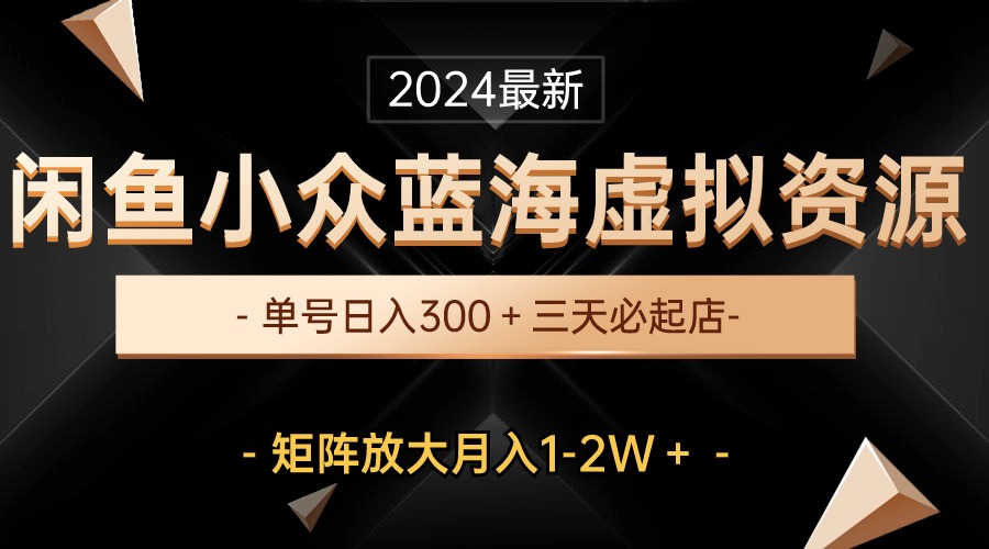 最新闲鱼小众蓝海虚拟资源，单号日入300＋，三天必起店，矩阵放大月入1-2W-创业网