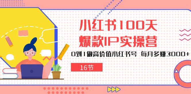 小红书100天-爆款IP实操营，0到1做高价值小红书号 每月多赚3000+-创业网