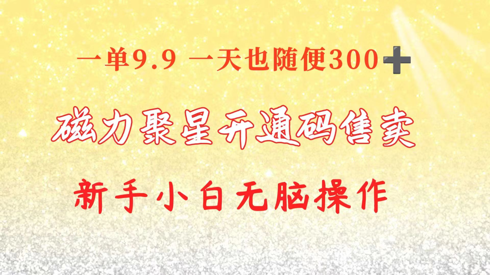 快手磁力聚星码信息差 售卖  一单卖9.9  一天也轻松300+ 新手小白无脑操作-创业网