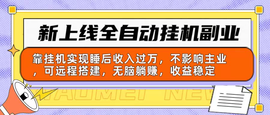 新上线全自动挂机副业：靠挂机实现睡后收入过万，不影响主业可远程搭建…-创业网