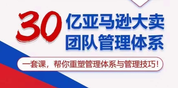 30亿 亚马逊 大卖团队管理体系，一套课，帮你重塑管理体系与管理技巧-创业网