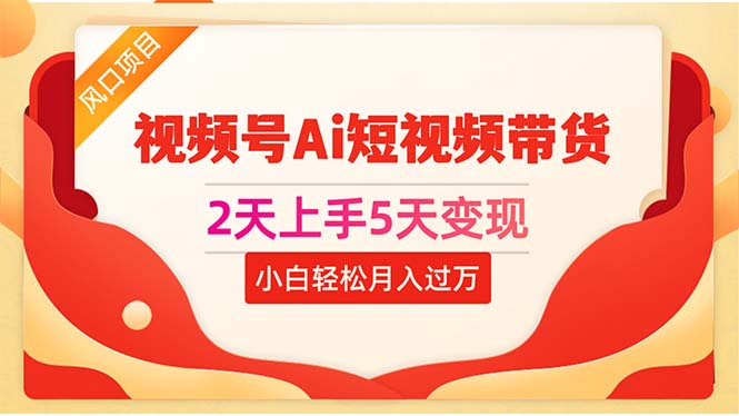 2天上手5天变现视频号Ai短视频带货0粉丝0基础小白轻松月入过万-创业网