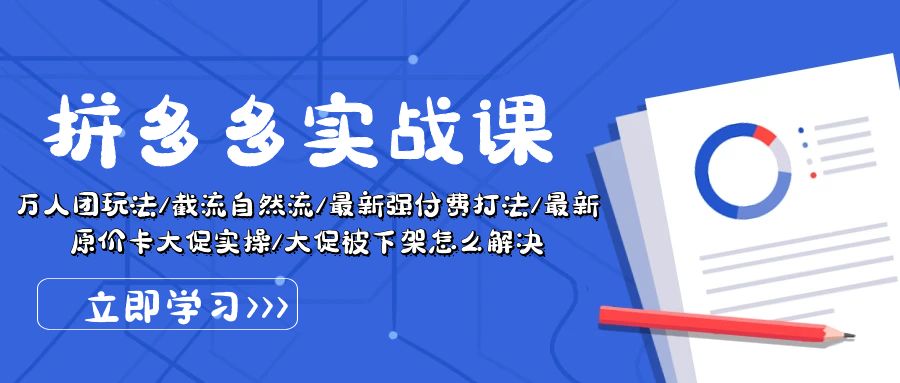 拼多多·实战课：万人团玩法/截流自然流/最新强付费打法/最新原价卡大促..-创业网