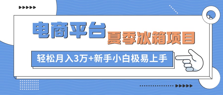 电商平台夏季冰箱项目，轻松月入3万+，新手小白极易上手-创业网