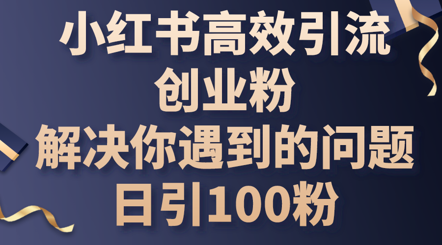 小红书高效引流创业粉，解决你遇到的问题，日引100粉-创业网