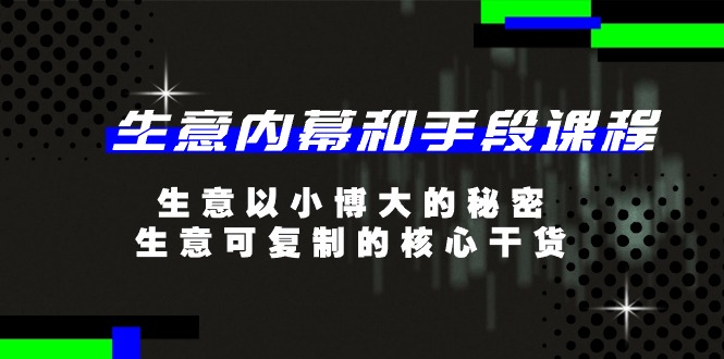 生意 内幕和手段课程，生意以小博大的秘密，生意可复制的核心干货-20节-创业网