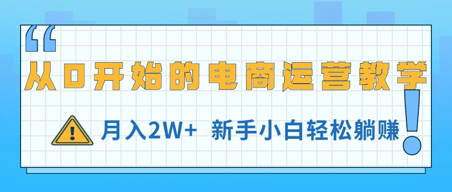 从0开始的电商运营教学，月入2W+，新手小白轻松躺赚-创业网