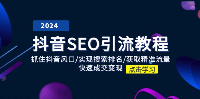 抖音 SEO引流教程：抓住抖音风口/实现搜索排名/获取精准流量/快速成交变现-创业网