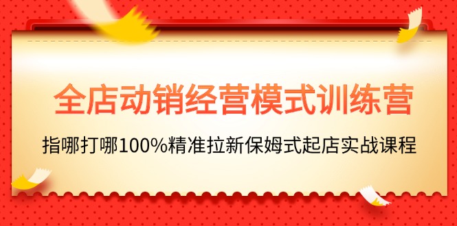 全店动销-经营模式训练营，指哪打哪100%精准拉新保姆式起店实战课程-创业网