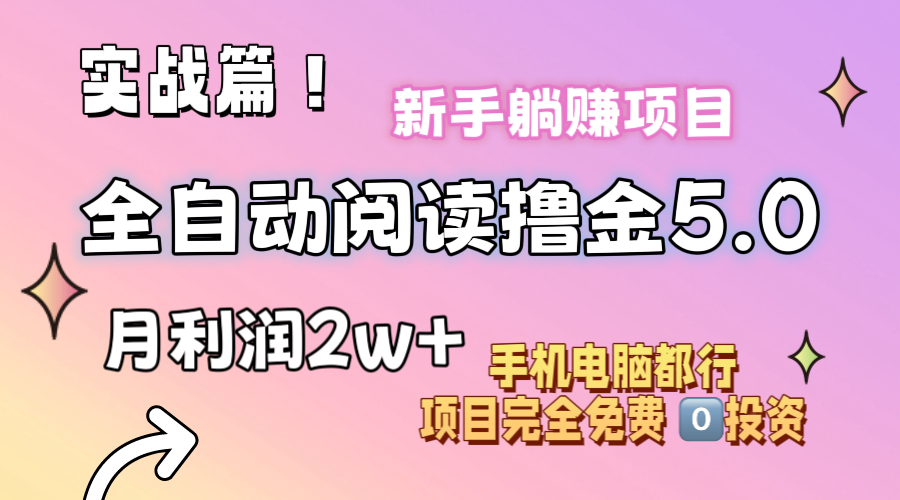 小说全自动阅读撸金5.0 操作简单 可批量操作 零门槛！小白无脑上手月入2w+-创业网