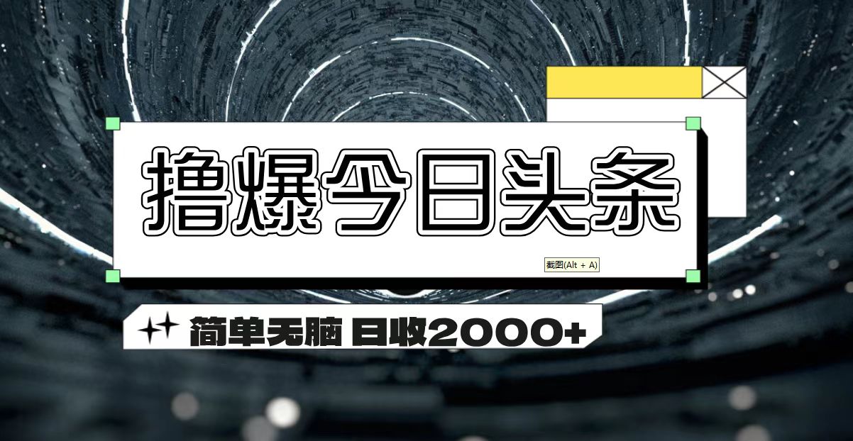 撸爆今日头条 简单无脑操作 日收2000+-创业网