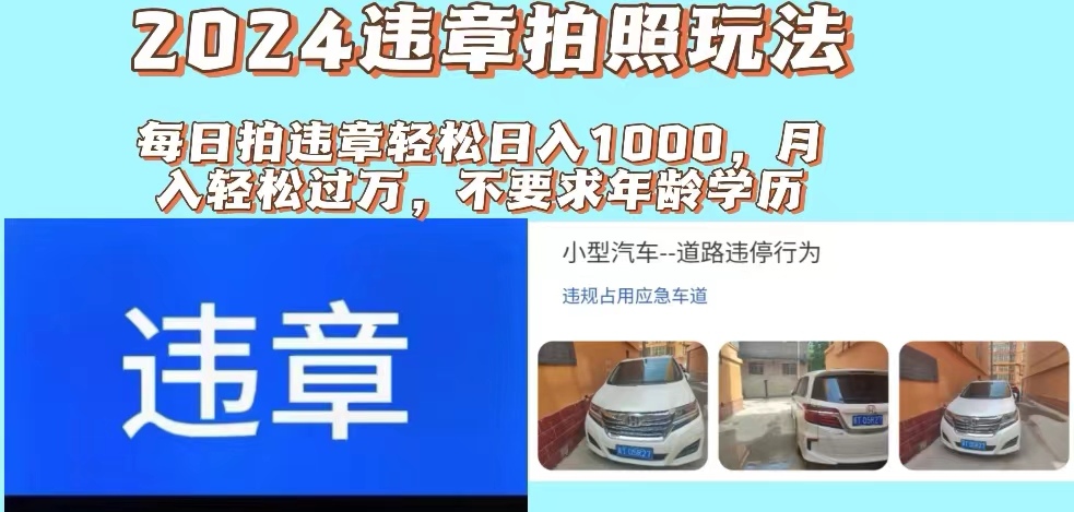 2024违章拍照新玩法，推广躺赚+拍照赚钱双模式，日入1000+-创业网