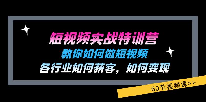 短视频实战特训营：教你如何做短视频，各行业如何获客，如何变现 (60节)-创业网