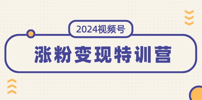 2024视频号-涨粉变现特训营：一站式打造稳定视频号涨粉变现模式-创业网