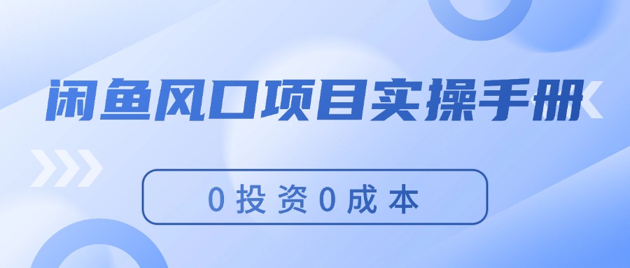 闲鱼风口项目实操手册，0投资0成本，让你做到，月入过万，新手可做-创业网