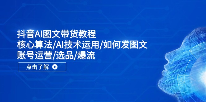 抖音AI图文带货教程：核心算法/AI技术运用/如何发图文/账号运营/选品/爆流-创业网