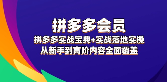 拼多多 会员，拼多多实战宝典+实战落地实操，从新手到高阶内容全面覆盖-创业网