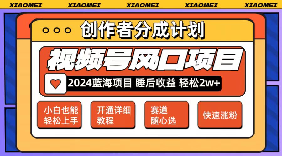 微信视频号大风口项目 轻松月入2w+ 多赛道选择，可矩阵，玩法简单轻松上手-创业网