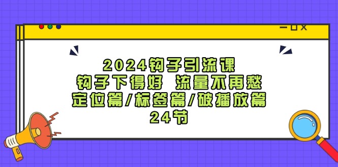 2024钩子·引流课：钩子下得好 流量不再愁，定位篇/标签篇/破播放篇/24节-创业网