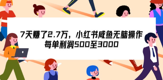 7天收了2.7万，小红书咸鱼无脑操作，每单利润500至3000-创业网