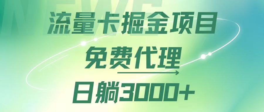 流量卡掘金代理，日躺赚3000+，变现暴力，多种推广途径-创业网